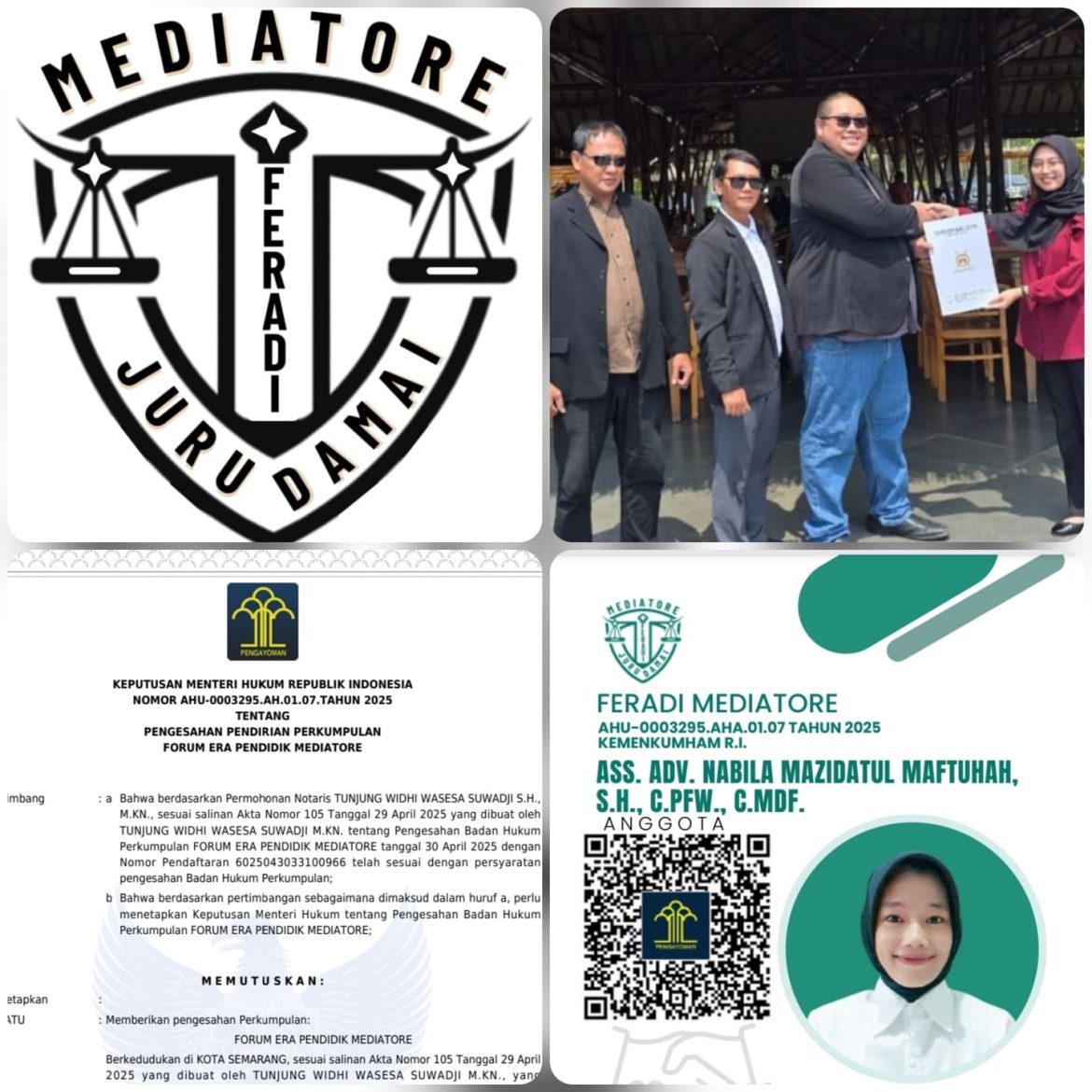 FERADI MEDIATORE – ORGANISASI MEDIATOR besutan PENGACARA DONNY, Telah SAH TERDAFTAR KEMENKUMHAM RI. AHU 0003295.AH.01.07.TAHUN 2025