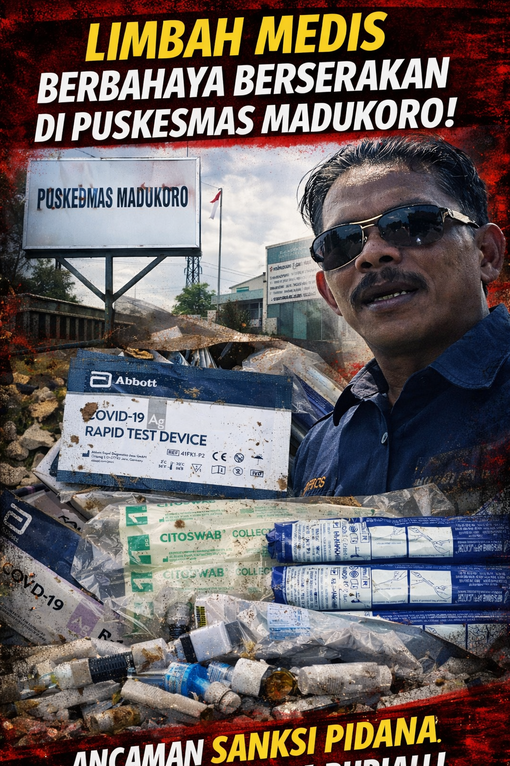 Limbah Medis Diduga Berserakan di Area Puskesmas Madukoro, Ancaman Sanksi Pidana Mengintai