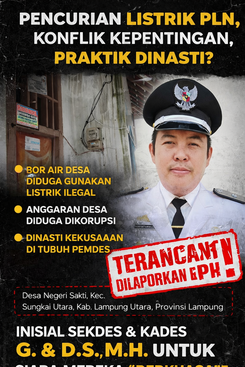 Diduga Pencurian Arus Listrik PLN dan Konflik Kepentingan, Pemerintahan Desa Negeri Sakti Terancam Dilaporkan ke APH