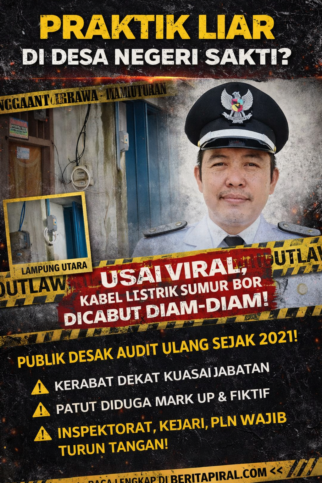 Usai Viral, Kabel Listrik Sumur Bor Negeri Sakti Dicabut Diam-Diam, Publik Desak Audit Ulang Sejak 2021