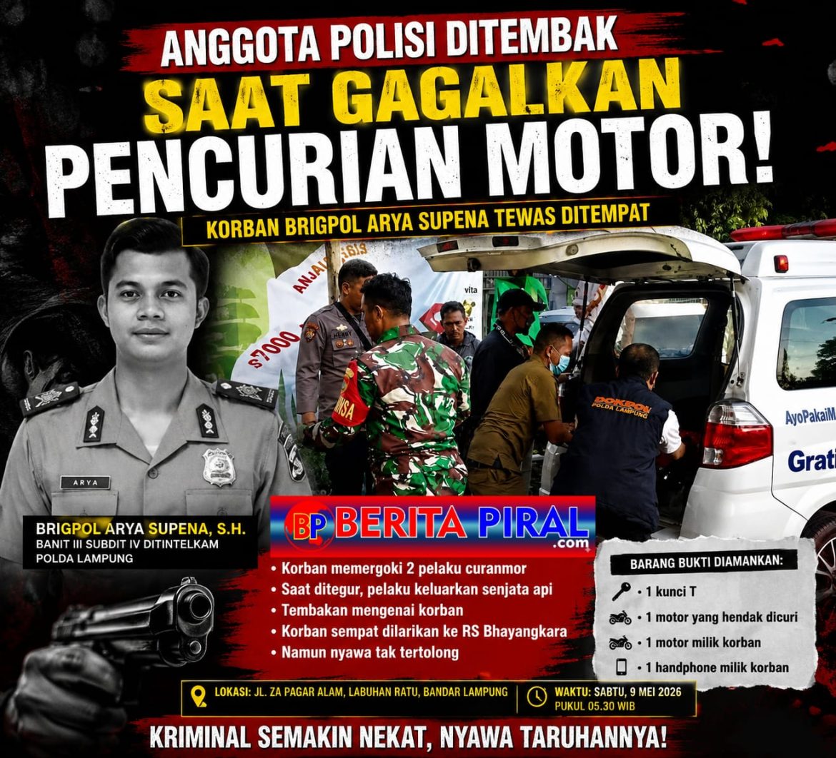 Anggota Polisi Tewas Ditembak Diduga Pelaku Curanmor di Bandar Lampung