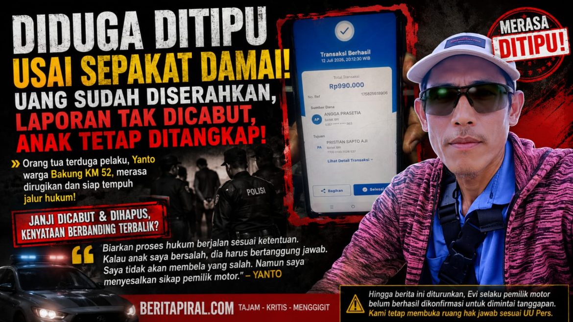 Diduga Merasa Dirugikan Usai Kesepakatan Damai, Yanto Warga Bakung KM 52 Siap Tempuh Jalur Hukum