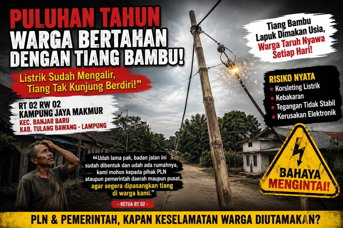 Puluhan Tahun Bertahan dengan Tiang Bambu, Warga Jaya Makmur Pertanyakan Komitmen PLN terhadap Keselamatan Pelanggan