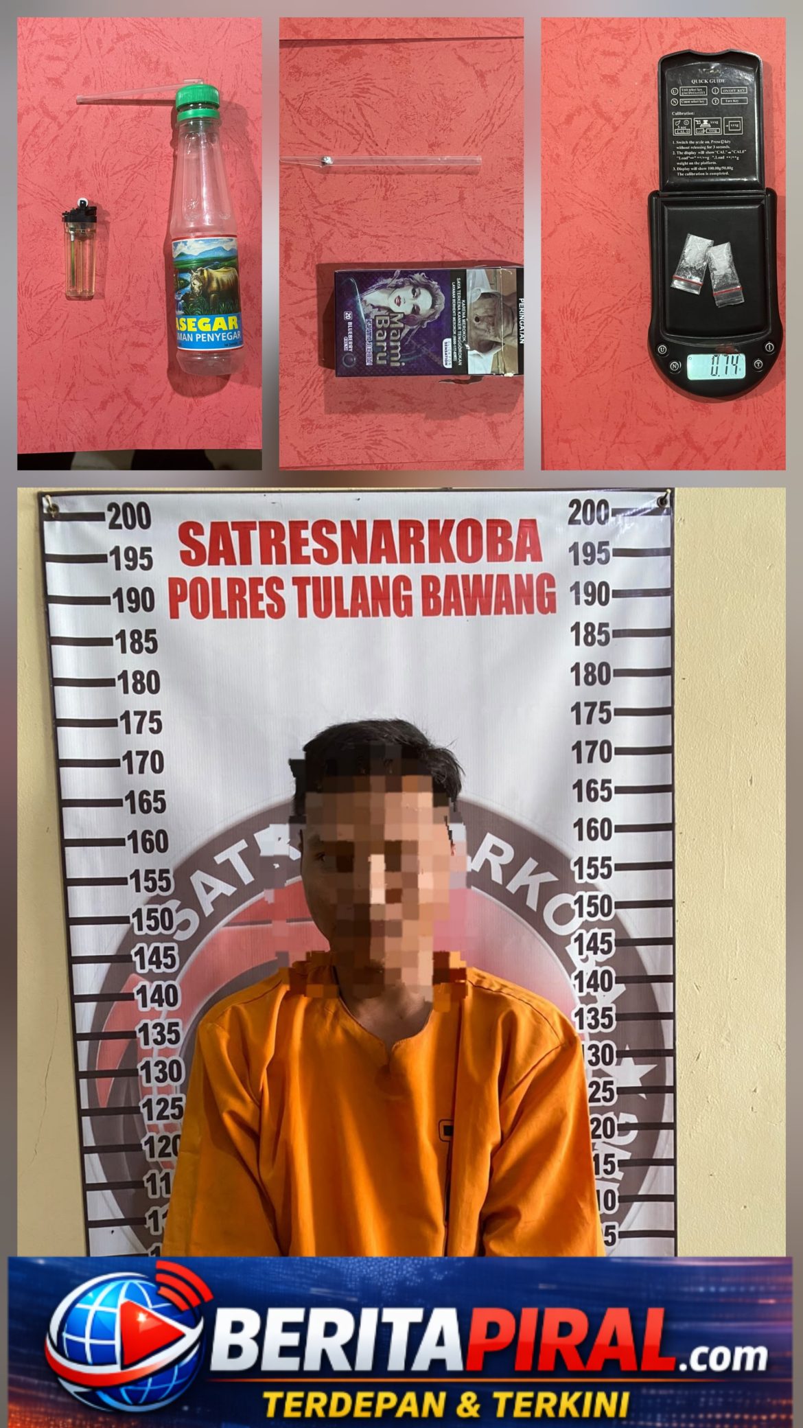 Satresnarkoba Polrrs Tulang Bawang Gerebek Kontrakan Di Dente Teladas, Pria 32 Tahun Di Ciduk Bersama Barang Bukti Sabu 0,74 Gram 