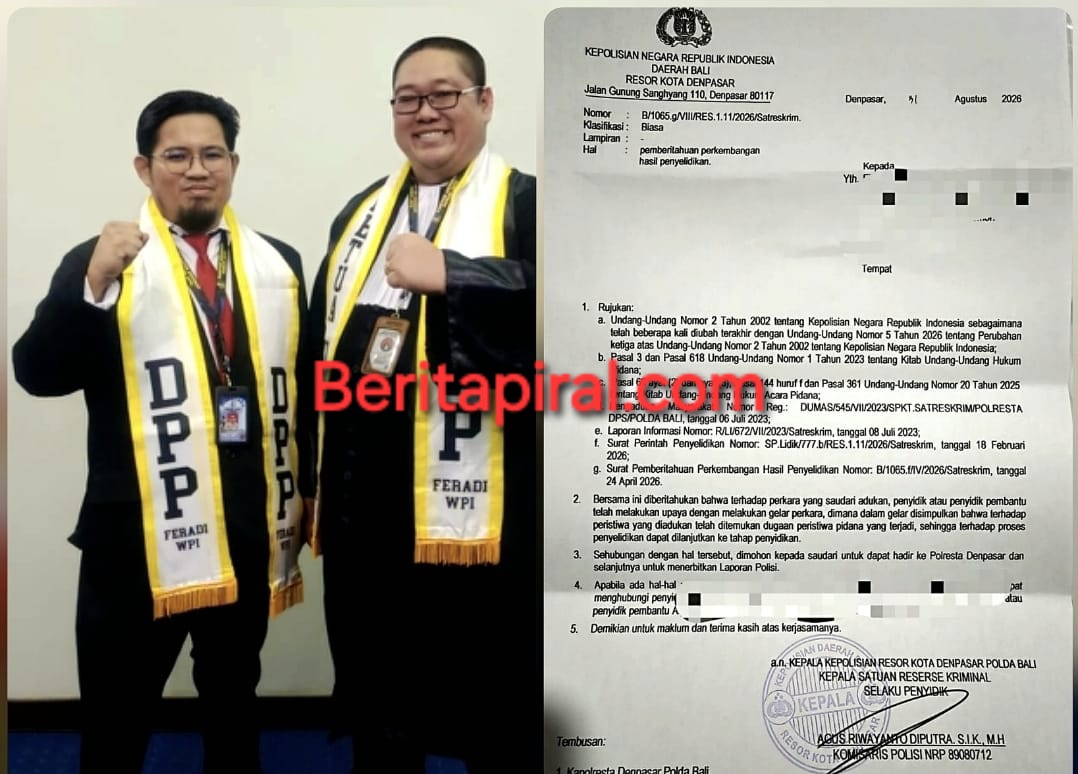 Tiga Tahun Menanti, Laporan Masyarakat di Polresta Denpasar Naik ke Penyidikan dikawal SUBUR JAYA LAWFIRM-FERADI WPI