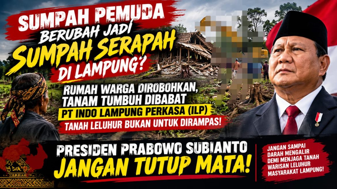 SUMPAH PEMUDA BERUBAH JADI SUMPAH SERAPAH DI LAMPUNG? RUMAH WARGA DIROBOHKAN, TANAM TUMBUH DIBABAT, PRESIDEN PRABOWO JANGAN TUTUP MATA!