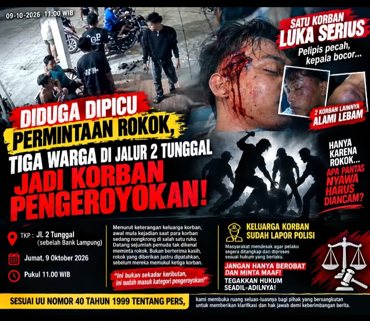 DIDUGA DIPICU PERMINTAAN ROKOK, TIGA WARGA DI JALUR 2 TUNGGAL WARGA JADI KORBAN PENGEROYOKAN!